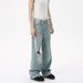 Men's Clothing Distressed High Street Ripped White Loose Wide Leg Vibe Jeans_mkmklike.com