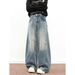 Wide Leg Jeans Loose Fitting Slimming Trendy Casual Pants for Men And Women Washed Texture Cool Slanted Cut Design Versatile_mkmklike.com