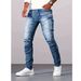 Men's Stretch Motorcycle Jeans – Light Blue Denim With Reinforced Knee Panels, Comfort-Fit Straight Leg (S-2XL)_mkmklike.com