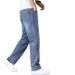 Men's High End Wide Leg Jeans Midweight Cotton Casual Pants Loose Fit Spring Autumn Style Black Mid Waist Long Non-Stretch_mkmklike.com