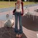 Women's Clothing Autumn And Winter Retro Hot Girl Low Waist Flared Pants Simple And Versatile Slim Fit Stretch Jeans_mkmklike.com
