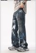 Men's Splatter Paint Washed Jeans – Vintage Loose Straight Leg Denim Pants With Artistic Drip Design (S-XXL)_mkmklike.com