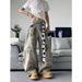 Retro American Heavy Duty Washed Denim Jeans Loose Straight Leg Wide Leg plus Size Floor Length Casual Trousers for Men And Women_mkmklike.com