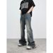 Nordmann Vintage Flared Frayed Hem Jeans For Men, Autumn Winter New Versatile Casual Pants, American Style Loose Straight_mkmklike.com
