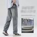 "Men's Retro Starry Sky Jeans – Vintage Washed Loose Fit, High-Street Straight Leg, Artistic Celestial Print (S-3XL, Vintage Blue/Light Blue)"_mkmklike.com