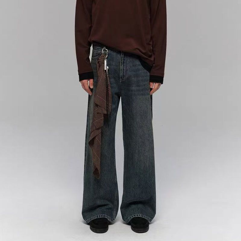 Men's Clothing Vintage Washed Straight Leg Jeans For Men & Women – Classic Cleanfit Denim Pants With Relaxed Fit & Retro Style_mkmklike.com