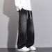 "Men's Loose Fit Straight Leg Jeans – Vintage Washed Distressed Denim Pants For Casual & Streetwear"_mkmklike.com