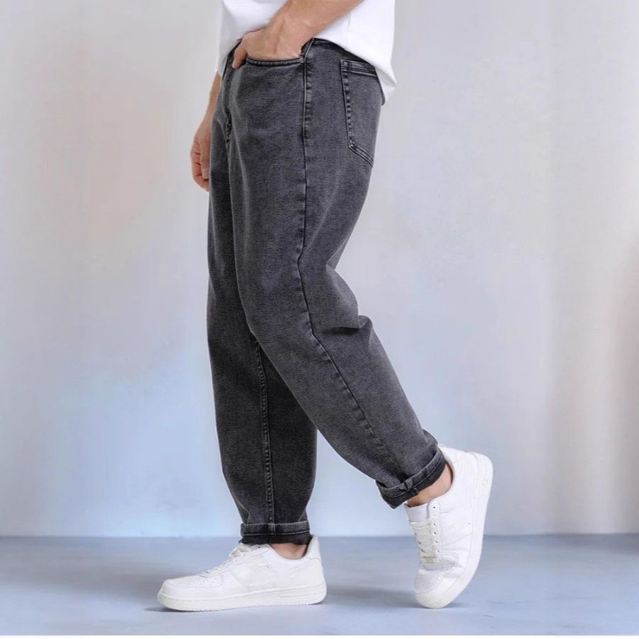 Men's Grey Russian Banana Jeans Spot Pattern Straight Leg Pants Mid Waist Slight Stretch Machine Washable From Garment_mkmklike.com