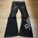 Printed Denim Jeans For Men, European And American Heavy-duty Women's Dark Style New Bell-bottom Pants, Cross-border_mkmklike.com