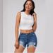 Women's High-Waisted Distressed Denim Shorts – Vintage Frayed Hem & Raw Edge Details For Casual & Boho Style_mkmklike.com