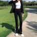 Slightly Flared Raw Edge Design Jeans For Women, 2024 Autumn And Winter New Slim Fit, Versatile, American Style, Trendy_mkmklike.com