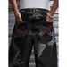 Men's Summer Wide Leg Pants Tie Dye Washed Jeans Loose Floor Length Trousers Street Style_mkmklike.com