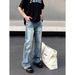 Men's High Street Ripped Cargo Jeans Spring/Summer Trendy Brand Cool Straight Leg Casual Pants mid Waist Long Non-Stretch_mkmklike.com