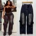 Women's Vintage Washed Wide Leg Jeans Distressed Denim Pants Tapered Fit High Waist Casual Boho Chic Everyday Comfort_mkmklike.com