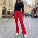 Vintage Red Flare Jeans For Women – High Waist Stretch Denim Pants (S-Xl, Retro 70s Style) Seamless Waistband_mkmklike.com