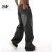 EF JEANS | 2024 New Product, Black And Gray Hong Kong Style Retro Trend Straight Loose Casual Jeans For Men And Women_mkmklike.com