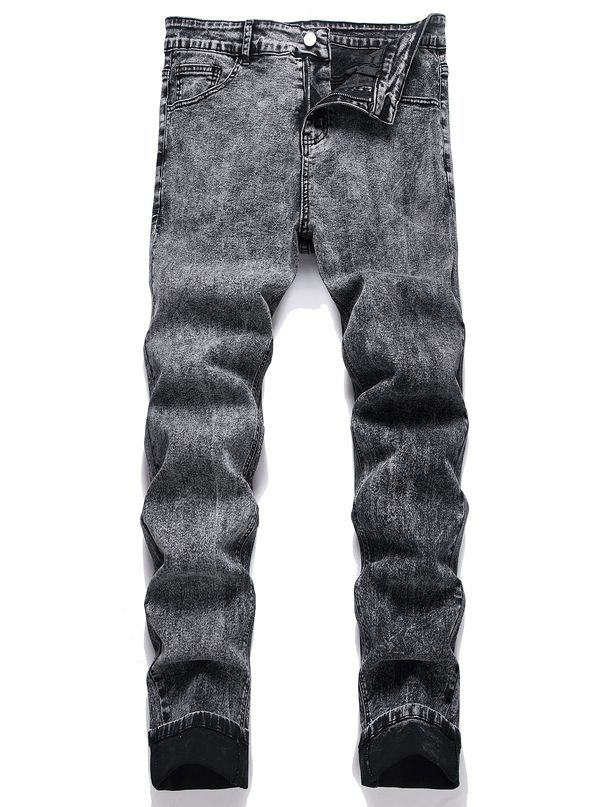 Men's Clothing Classic Simple Fried Snowflake Stretch Skinny Jeans Slim Fit Stretch Jeans With Snow Wash - Classic & Versatile For Everyday Wear_mkmklike.com