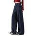 Women's High-Waisted Denim Wide-Leg Pants - Straight Cut Stretch Jeans For Fall, Flowy & Comfortable With Slanted Pockets_mkmklike.com