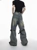 Niche Retro Old High Waist Three-dimensional Splicing Design American High Street Trendy Brand Micro-pull Jeans Men_mkmklike.com