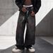 Men's Loose Straight Leg Jeans With Starry Galaxy Wash & Hand-Painted Details - Trendy Streetwear Style_mkmklike.com