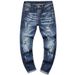 Men's Slim Fit Distressed Jeans – Patchwork Blue Washed Skinny Denim Pants (Sizes 28-38, Korean Street Style, Stretch Comfort)_mkmklike.com