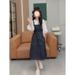 ELLE ELLE Plus Size Summer Denim Strap For Women 2025 New Korean Style Petite Mid-Length Slimming Trendy Dress_mkmklike.com