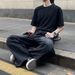 Vintage Washed Black High-Street Jeans – Unisex Relaxed Fit Straight-Leg Denim Pants (S-3XL, Non-Stretch, Distressed Detailing, All-Season)_mkmklike.com