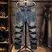 Men's Wide Leg Jeans Loose Straight Patchwork Trendy Non-Stretch Long Pants_mkmklike.com