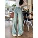 2026 New Vintage Loose Straight-Leg Denim Pants For Women, High-Waisted, Washed Design, Floor-Length Wide-Leg Trousers_mkmklike.com
