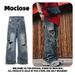 Moclose Unisex Distressed Retro Ripped Jeans Loose Fit Street Style Mud Dyed Cut Out Denim_mkmklike.com