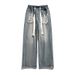 Men's Clothing Jeans For Men All Seasons Trendy Straight Loose Casual Trousers Towel Embroidery High Street Wide Leg Jeans_mkmklike.com
