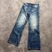 American Retro Dark Blue Lightning Cracked Jeans For Men And Women Loose Wide Leg Pants Washed Straight Flared Pants_mkmklike.com
