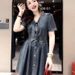 ELLE Summer New European Style French Elegant Thin Denim For Women Slim Waist Dress_mkmklike.com