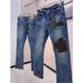 Men's Clothing Men's Corduroy Patch Splash Ink Embroidered Washed Blue Jeans - Party Pants, Straight Leg, Mid Rise, Comfort Fit, Casual & Stylish_mkmklike.com