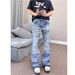 Trendy Brand Men Women High Waist Printed Loose Fit Straight Leg Jeans Retro Style Casual Pants_mkmklike.com