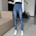 Women's Stretchy Jeggings With Rhinestone Details - Thin High Waist Skinny Pants For Fall, Versatile Black & Colored Denim-Like Leggings_mkmklike.com