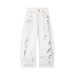Men's White Graffiti Jeans Straight Leg Loose Fit Wide Leg American High Street Style Trendy And Unique Design_mkmklike.com