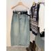 Women's Clothing Early Spring Light Blue Back Slit Skirt Denim Skirt Women New High Waist Slim Fit Medium Length Hip Skirt_mkmklike.com