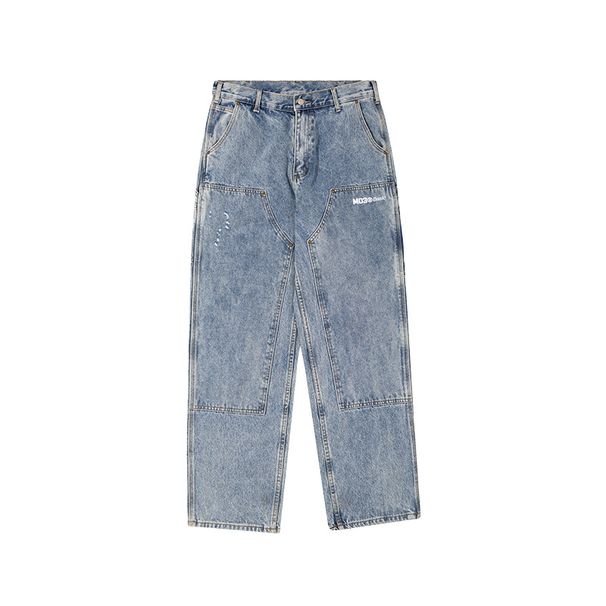 Men's Clothing heavy washed worn old workwear logging pants American street pure cotton straight jeans for men and women_mkmklike.com