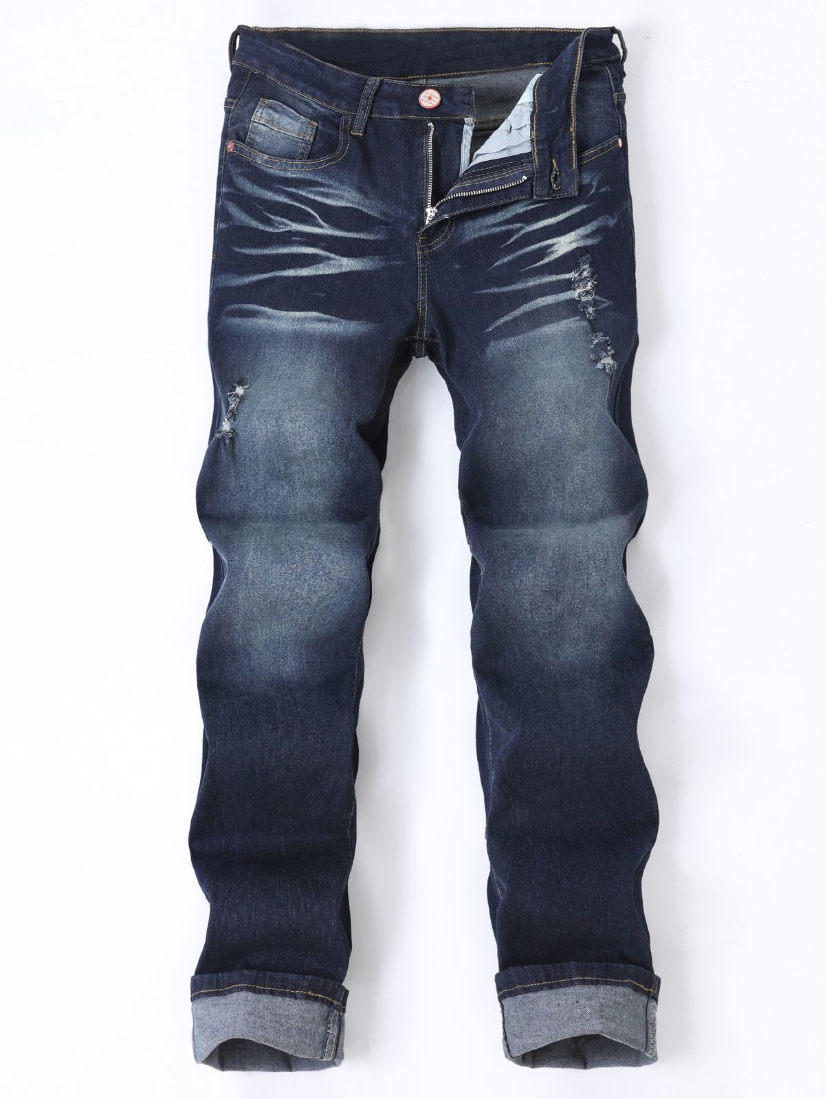 Multi Craft Jeans For Men In Spring And Summer, Versatile For All Seasons, Elastic And Worn Hole Slim Fit Men's Pants, Retro Pants_mkmklike.com