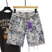 Men's Floral Print Denim Shorts Loose Fit Casual Vintage Design Blue And White Cotton Blend Summer Shorts 5-Inch Inseam_mkmklike.com