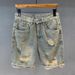 Men's Clothing Denim Shorts Men's Loose Large Size Straight Hole High End New Summer Men's Casual Shorts_mkmklike.com