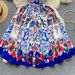 Women's French palace style dress for women new sleeveless vest niche printed waist slimming dress skirt_mkmklike.com