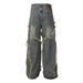 Unisex Distressed Denim Jeans - High Street Washed Straight Leg Pants With Whiskering & Patchwork_mkmklike.com