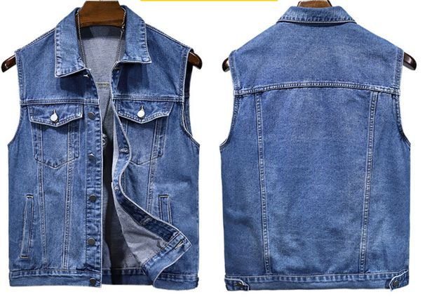 Men's Clothing New Sleeveless Jacket Spring And Autumn Slim Lapel Waistcoat Trendy Simple Casual Denim Vest_mkmklike.com