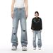 Men's Clothing Men's Distressed Denim Jeans - Vintage American Style High Street Loose Fit Straight Leg Wide Pants_mkmklike.com