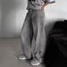 K Street Retro Wide Leg Jeans, High Waisted Loose Wide Leg Floor Pants_mkmklike.com