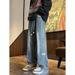 Men's Clothing Men's Striped Relaxed Fit Jeans – Vintage Washed Wide Leg Denim Pants With Distressed Details, Comfort Stretch, Black/Blue_mkmklike.com