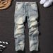 Vintage-Inspired Straight Leg Denim Jeans For Men – Relaxed Fit, High Waist, Button Fly (Sizes 28-36, Dark Blue & Light Wash)_mkmklike.com