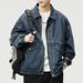 Shanggu Fashion Brand Blue Denim Coat For Men's Spring And Autumn Season New Loose Flip Collar Tops_mkmklike.com